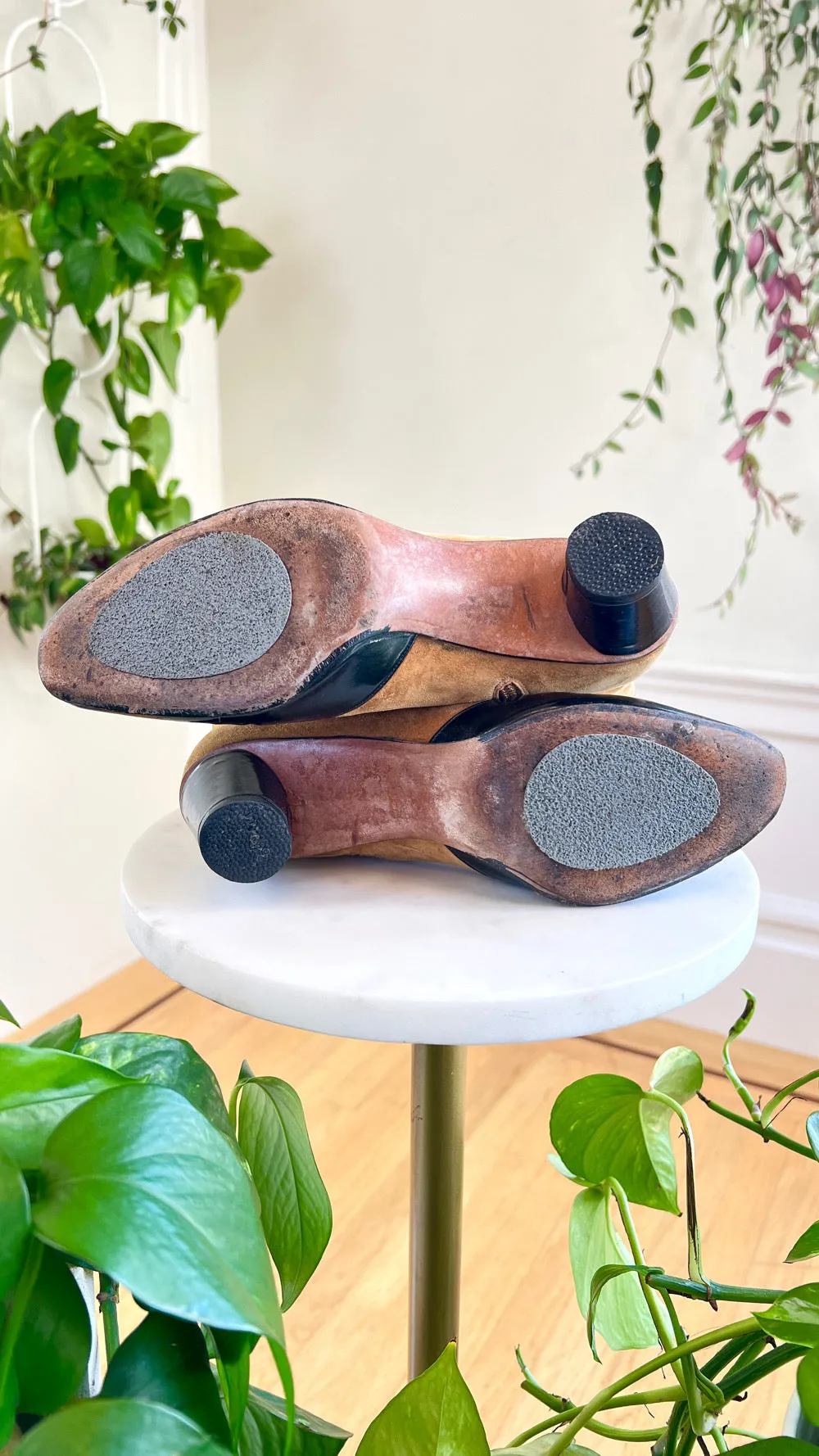 1960s Suede   Patent Leather Ankle Boots | size US 6.5