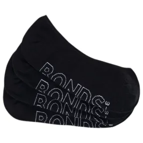 4 x Womens Bonds Logo Light Liner Invisible Black Socks