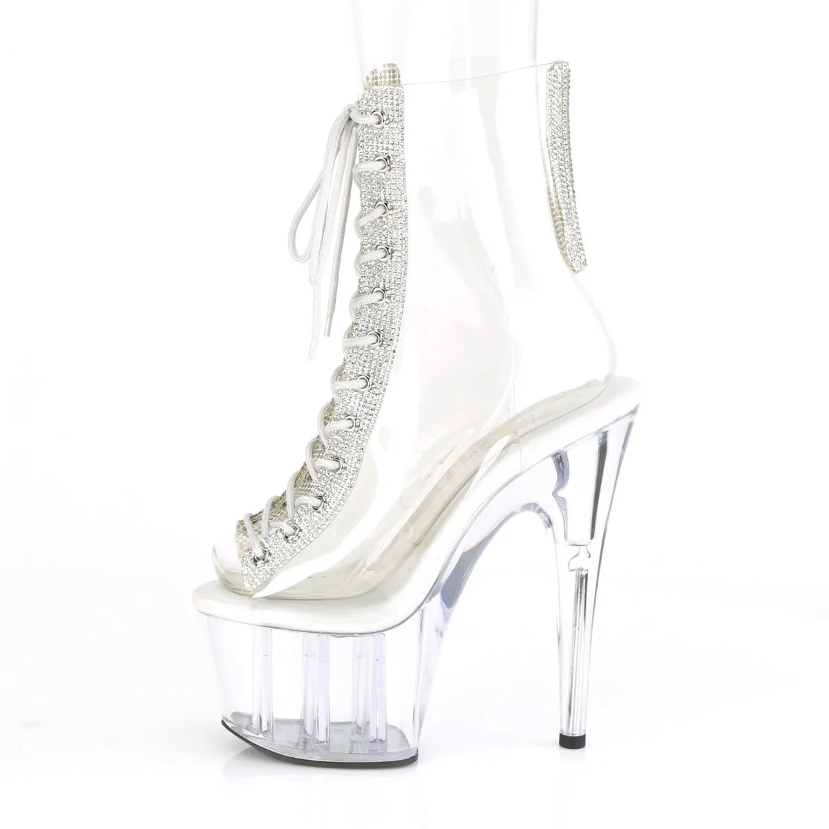 Adore 1016C-2  Clear 7" Heel Platform Ankle Boots-Direct