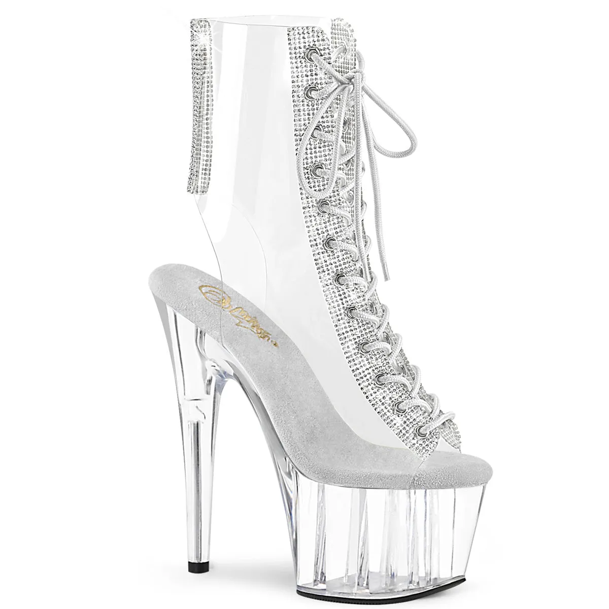 Adore 1016C-2  Clear 7" Heel Platform Ankle Boots-Direct