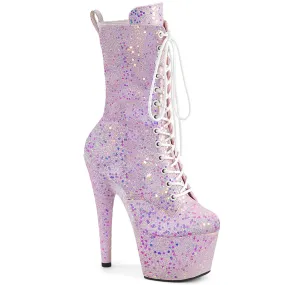 Adore 1040IG Lilac Iridescent Glitter 7" Heel Platform Mid Calf Ankle Boots Direct