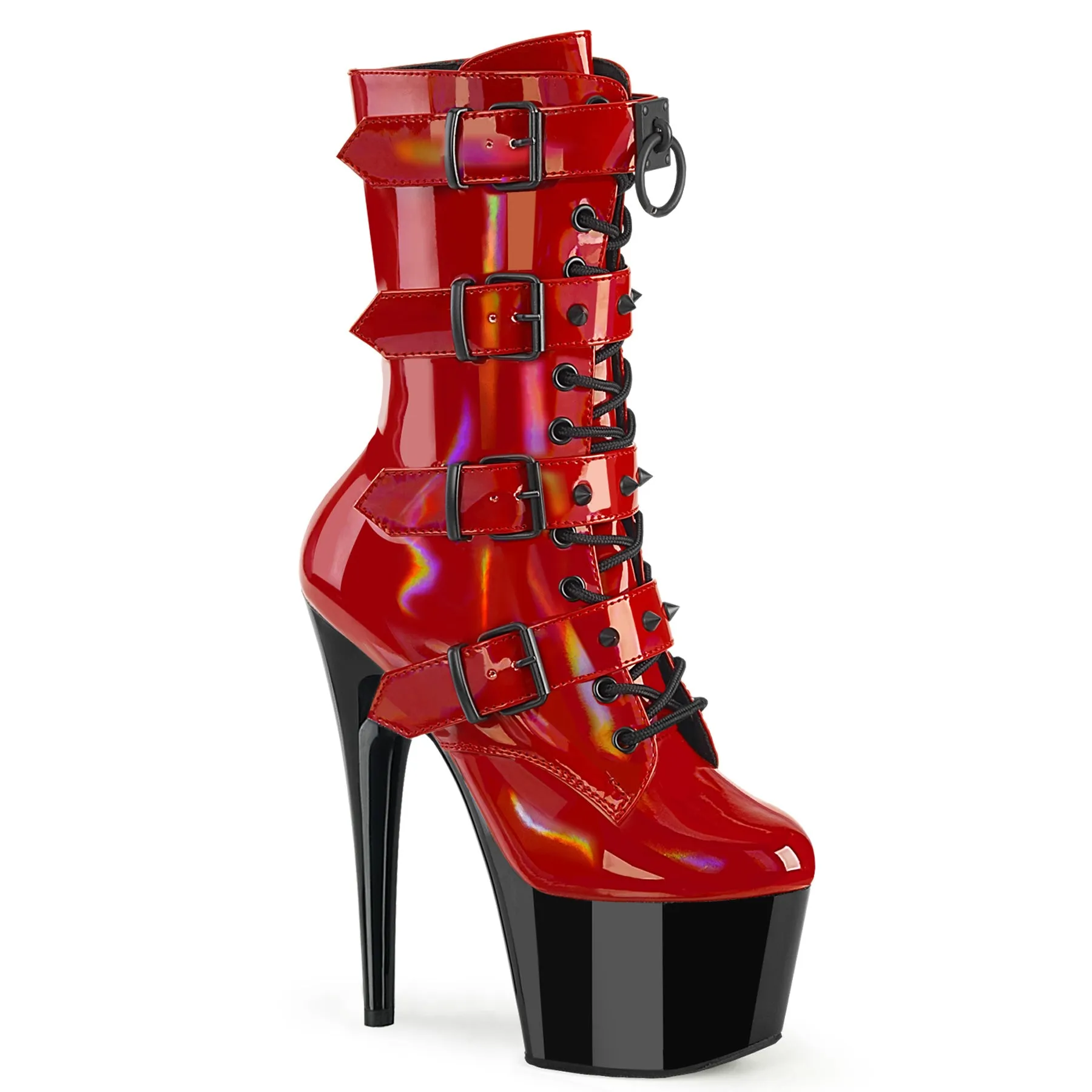 Adore 1046TT Red Patent / Black 7" Heel Platform Mid Calf Boots -Direct