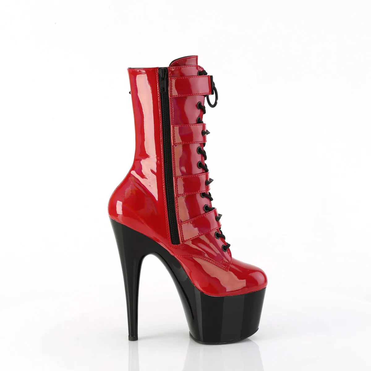 Adore 1046TT Red Patent / Black 7" Heel Platform Mid Calf Boots -Direct