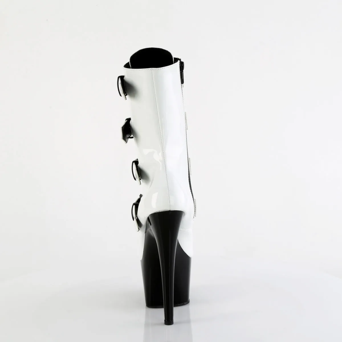 Adore 1046TT White Patent / Black 7" Heel Platform Mid Calf Boots -Direct