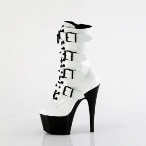 Adore 1046TT White Patent / Black 7" Heel Platform Mid Calf Boots -Direct