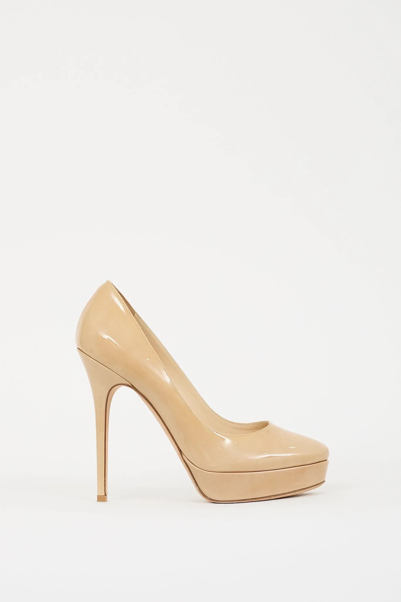 Beige Patent Leather Cosmic Pump