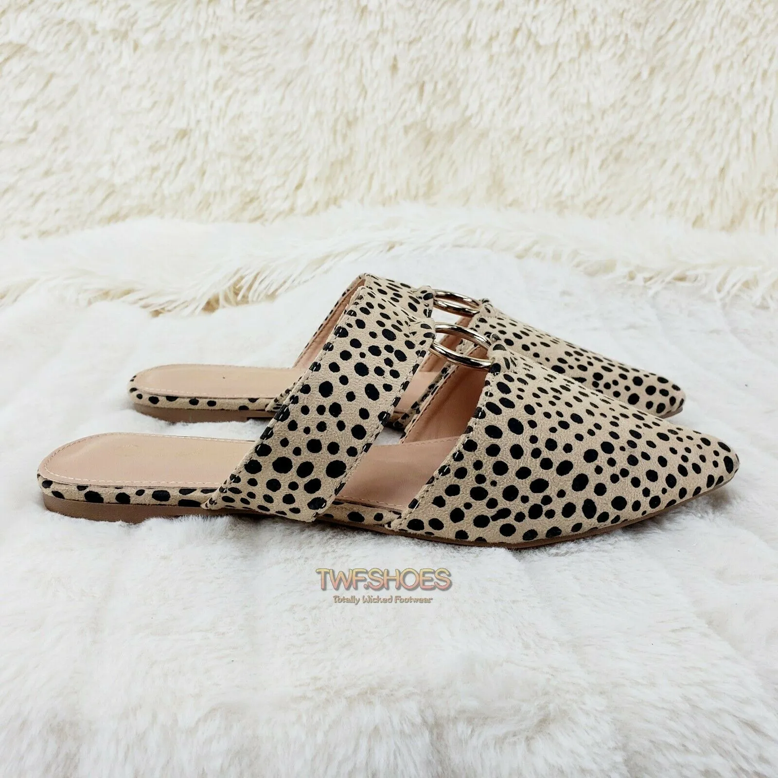 Bella Cheetah Print Slip On Summer Flats Mule Slippers Sandals Clogs 6-10