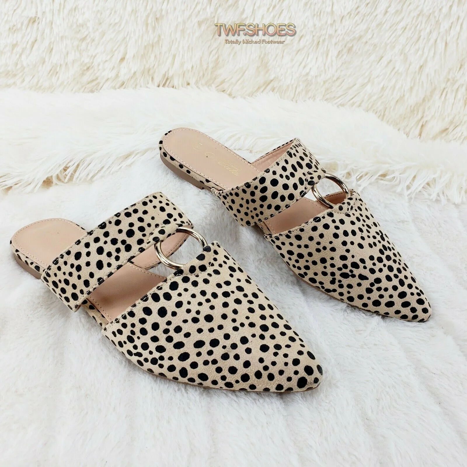 Bella Cheetah Print Slip On Summer Flats Mule Slippers Sandals Clogs 6-10