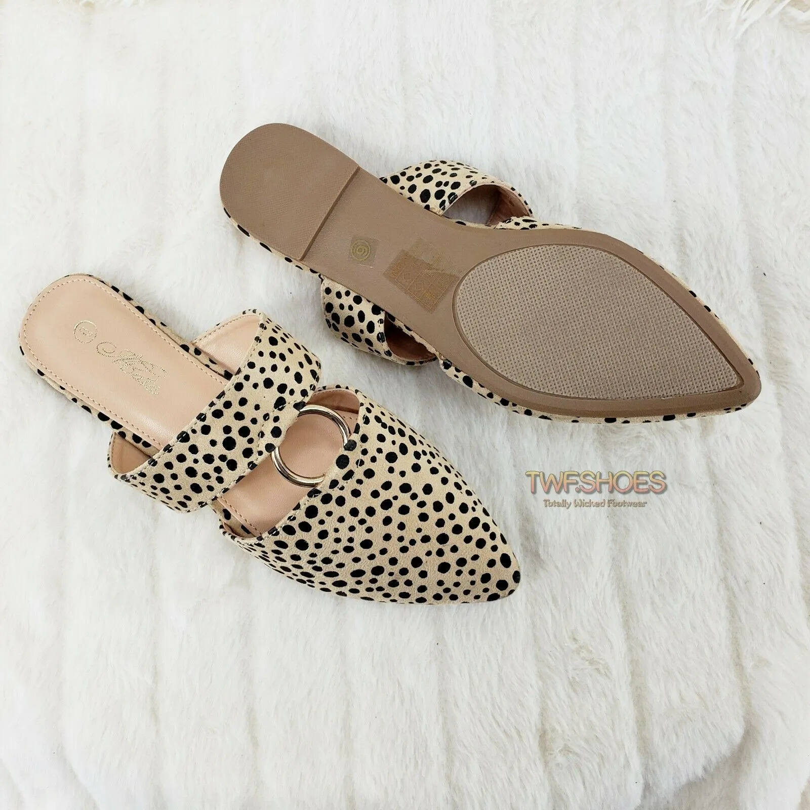 Bella Cheetah Print Slip On Summer Flats Mule Slippers Sandals Clogs 6-10