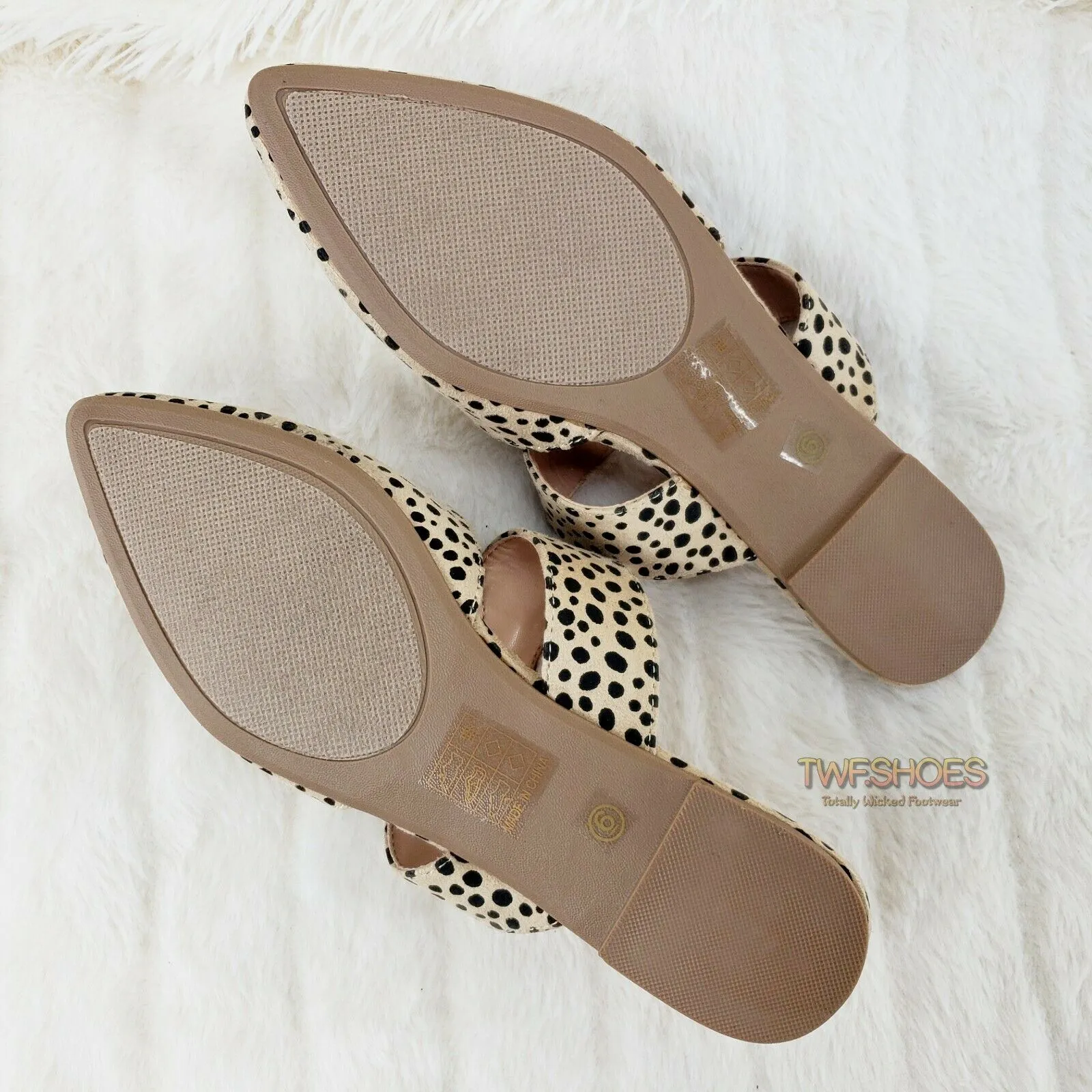 Bella Cheetah Print Slip On Summer Flats Mule Slippers Sandals Clogs 6-10