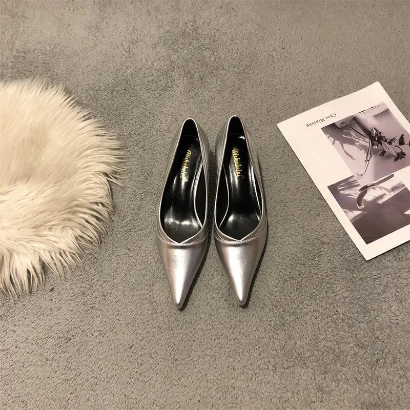 binfenxie  -  Women Shallow Thin Heels Pumps 2024 Spring Fashion Sexy Pointed Toe Elegant Party Versatile Office Heel Shoes Girl's Mujer