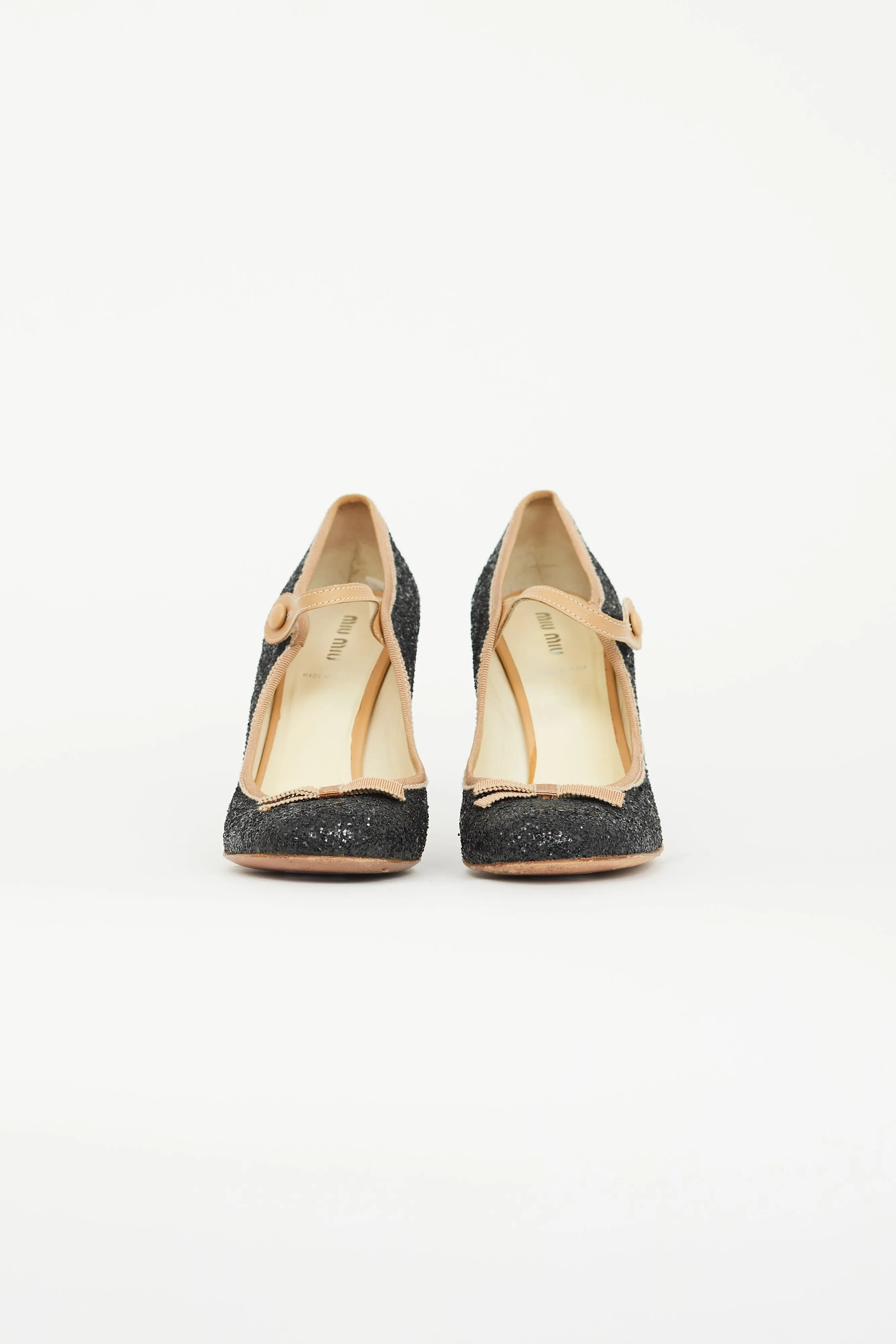 Black & Beige Glitter Mary Jane Pump