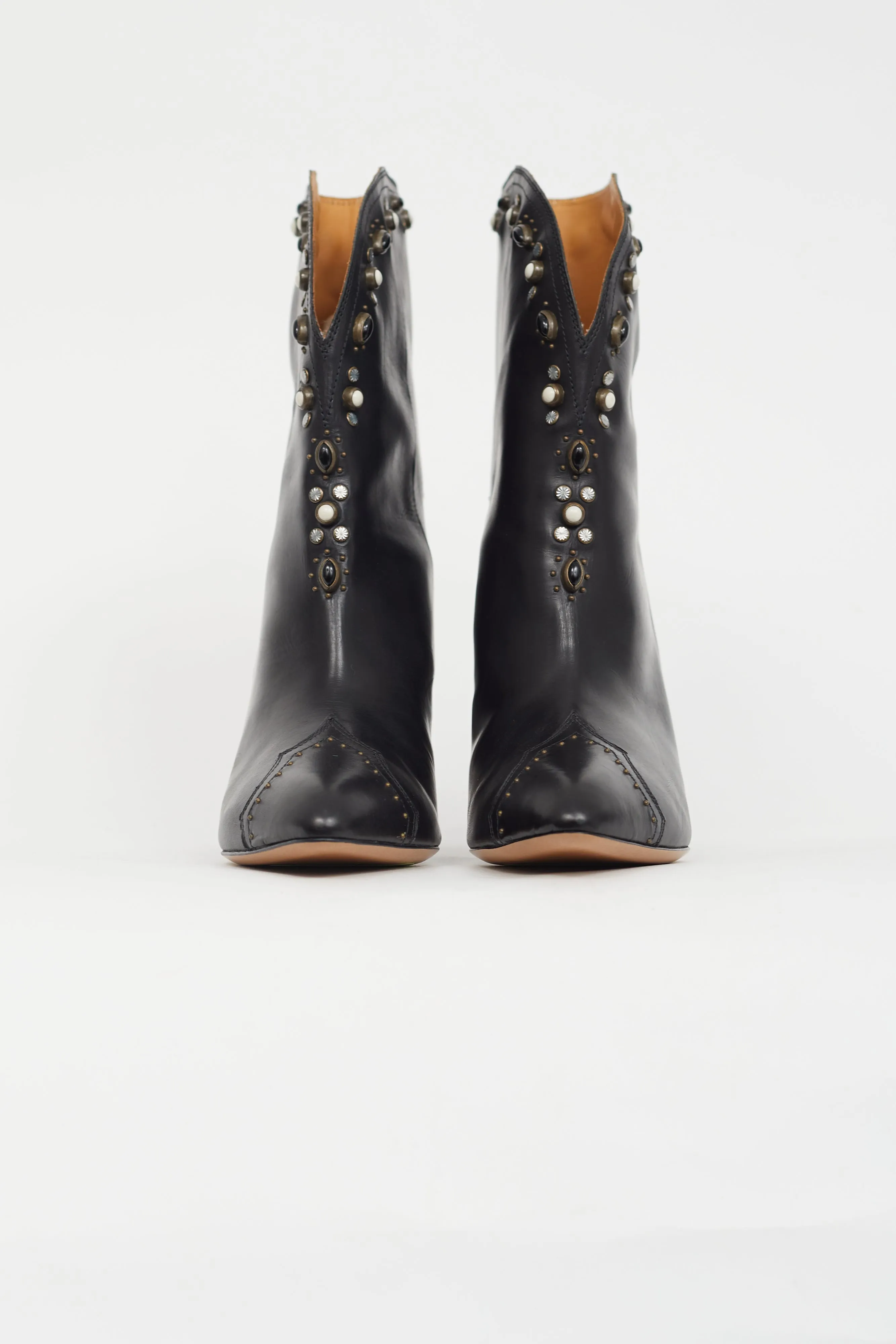 Black Dythey Beaded Leather Boot