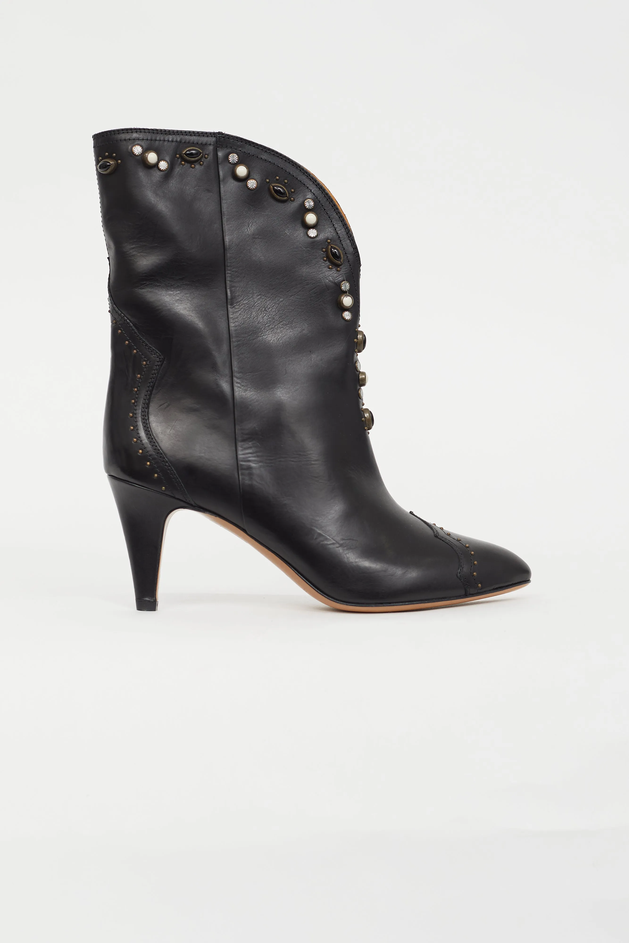Black Dythey Beaded Leather Boot