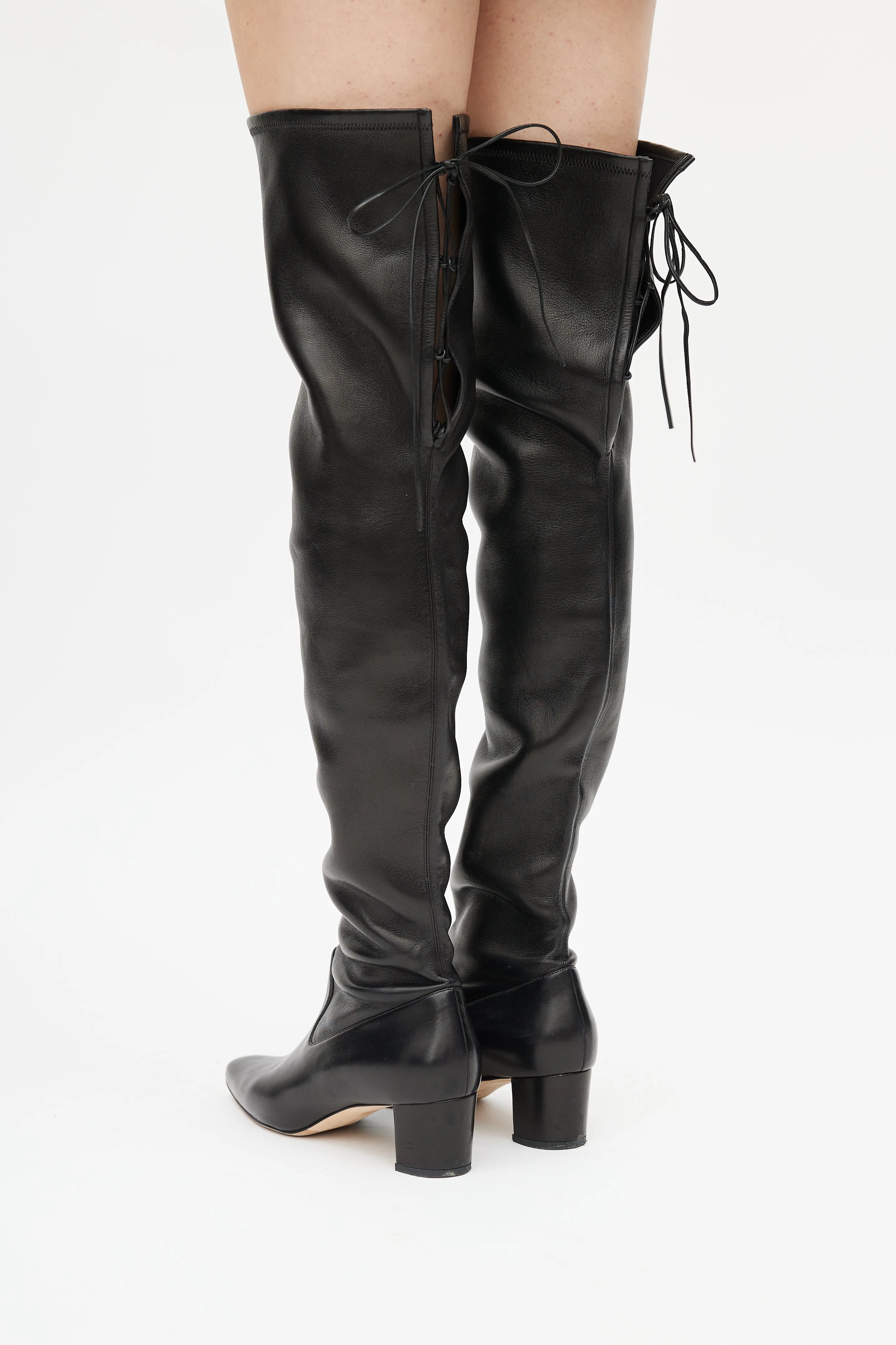 Black Leather Giovanna Over The Knee Boot