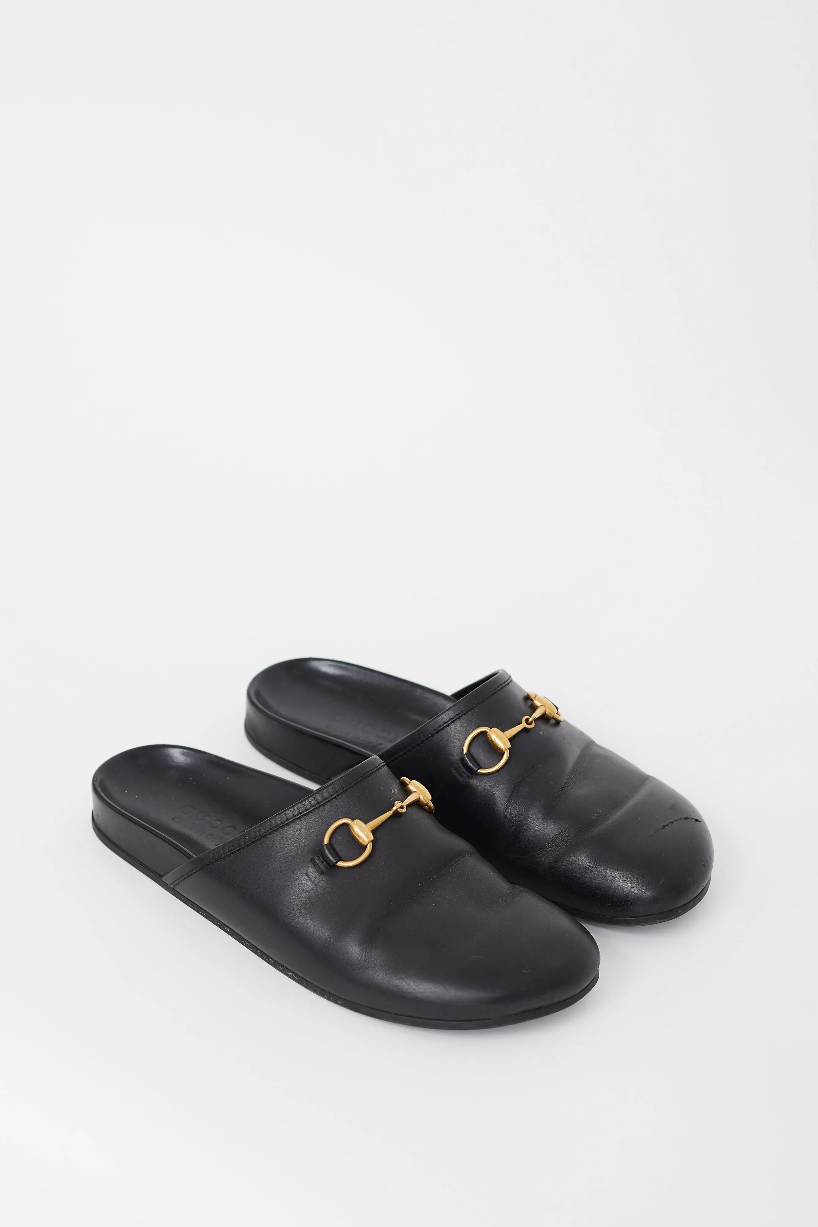 Black Leather Hardware Mule