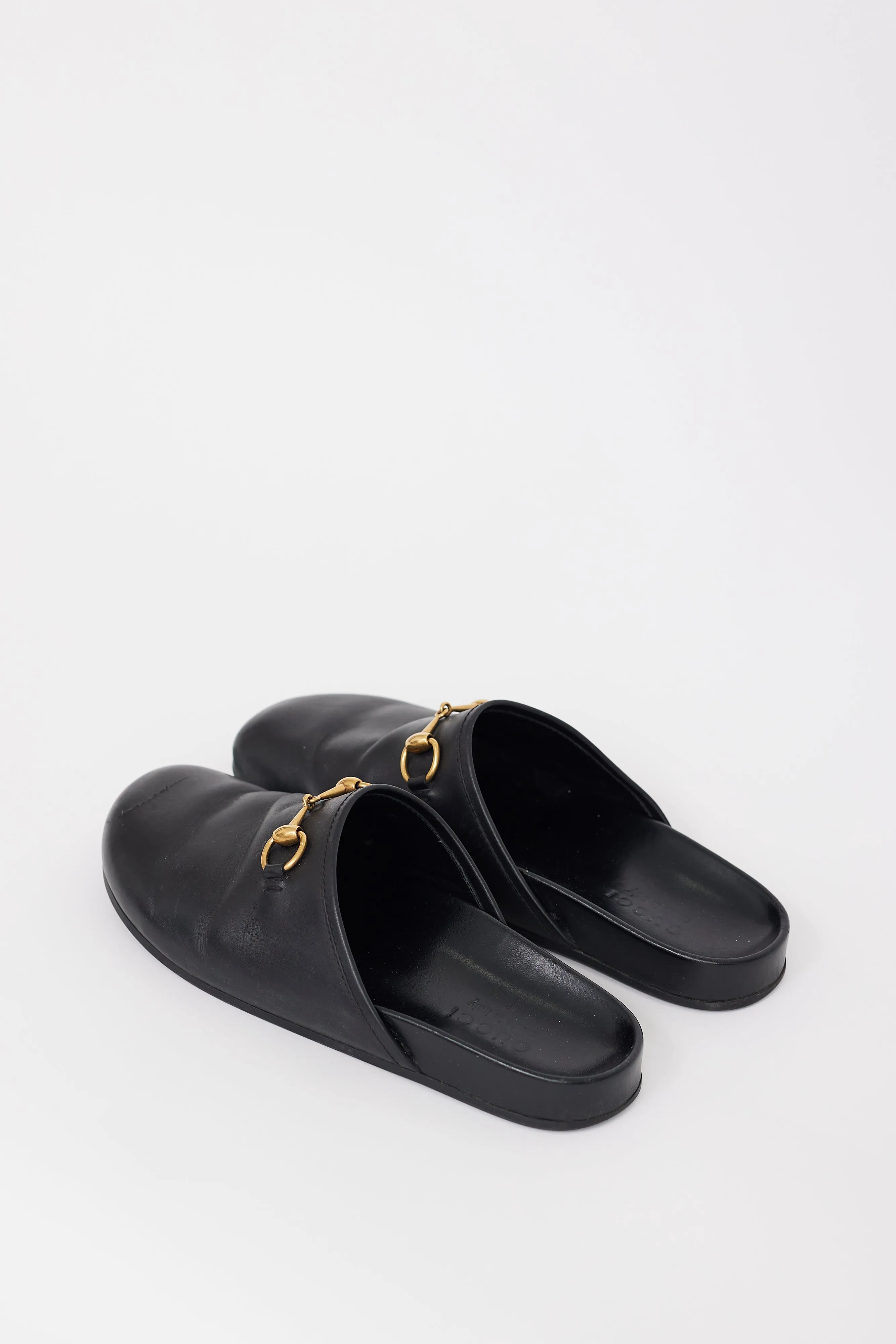 Black Leather Hardware Mule