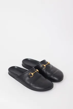 Black Leather Hardware Mule