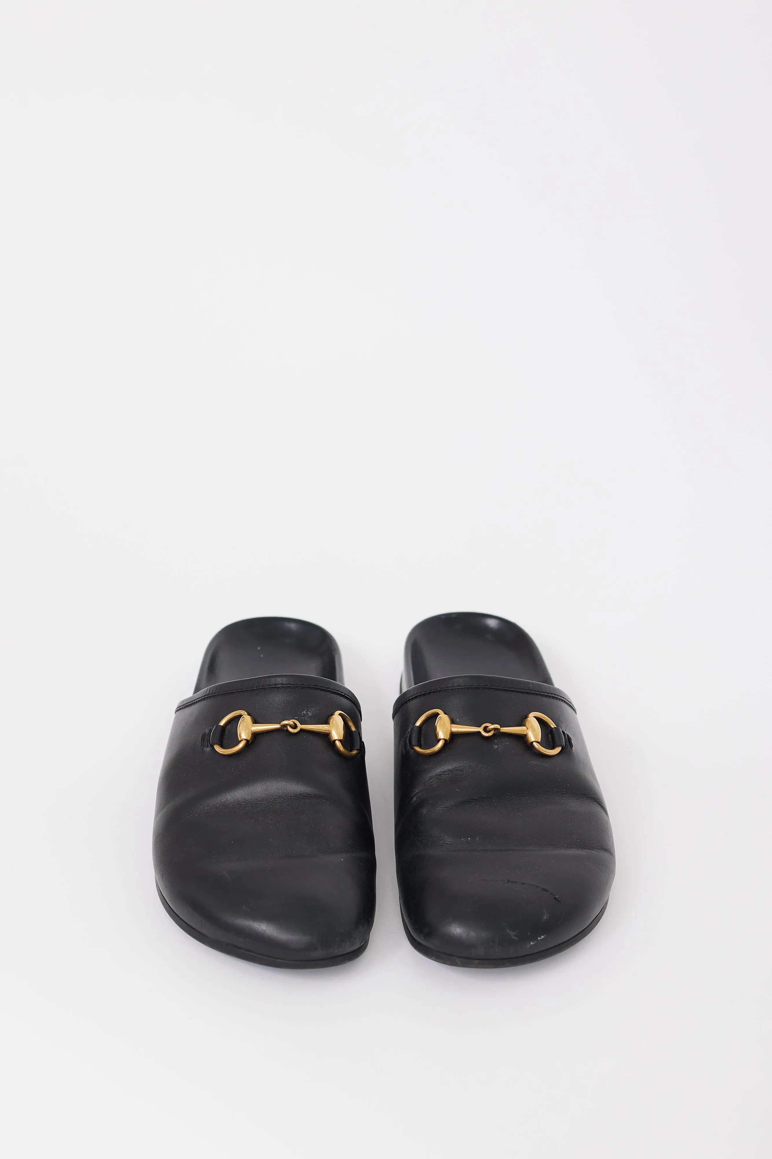 Black Leather Hardware Mule