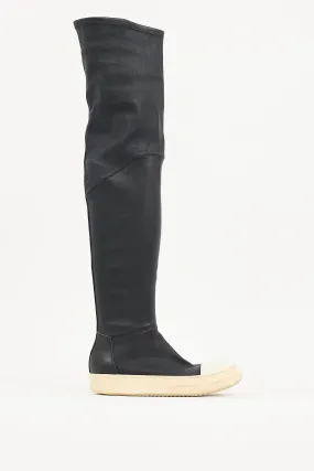 Black Leather Stocking Boot