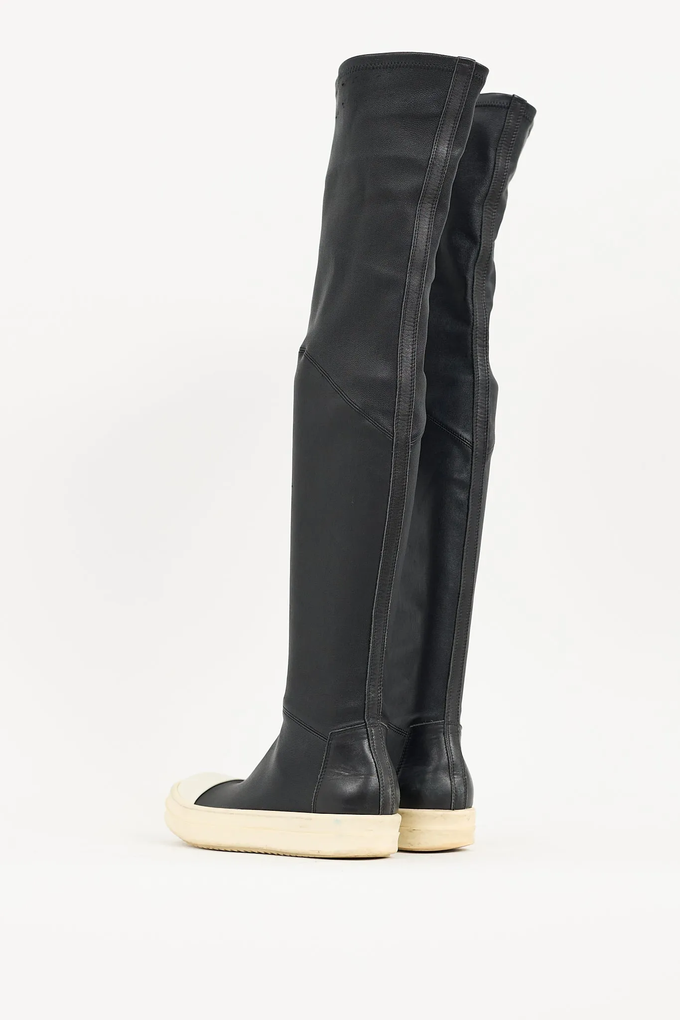 Black Leather Stocking Boot