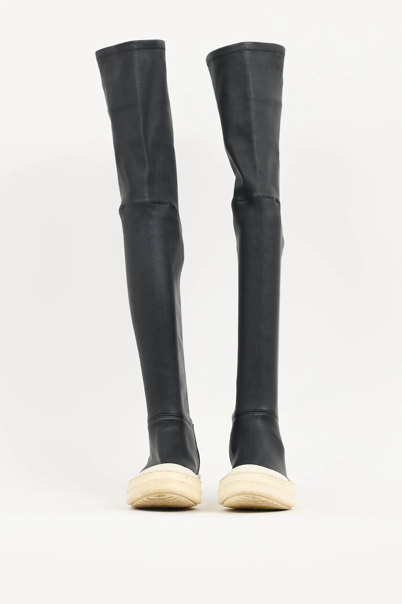 Black Leather Stocking Boot