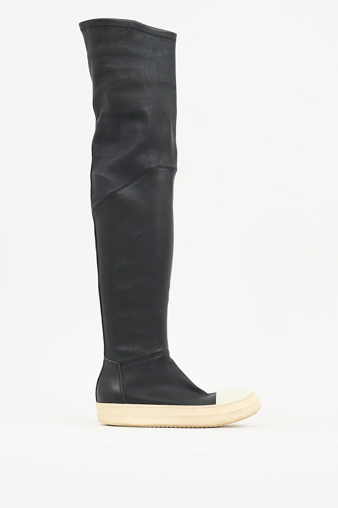 Black Leather Stocking Boot