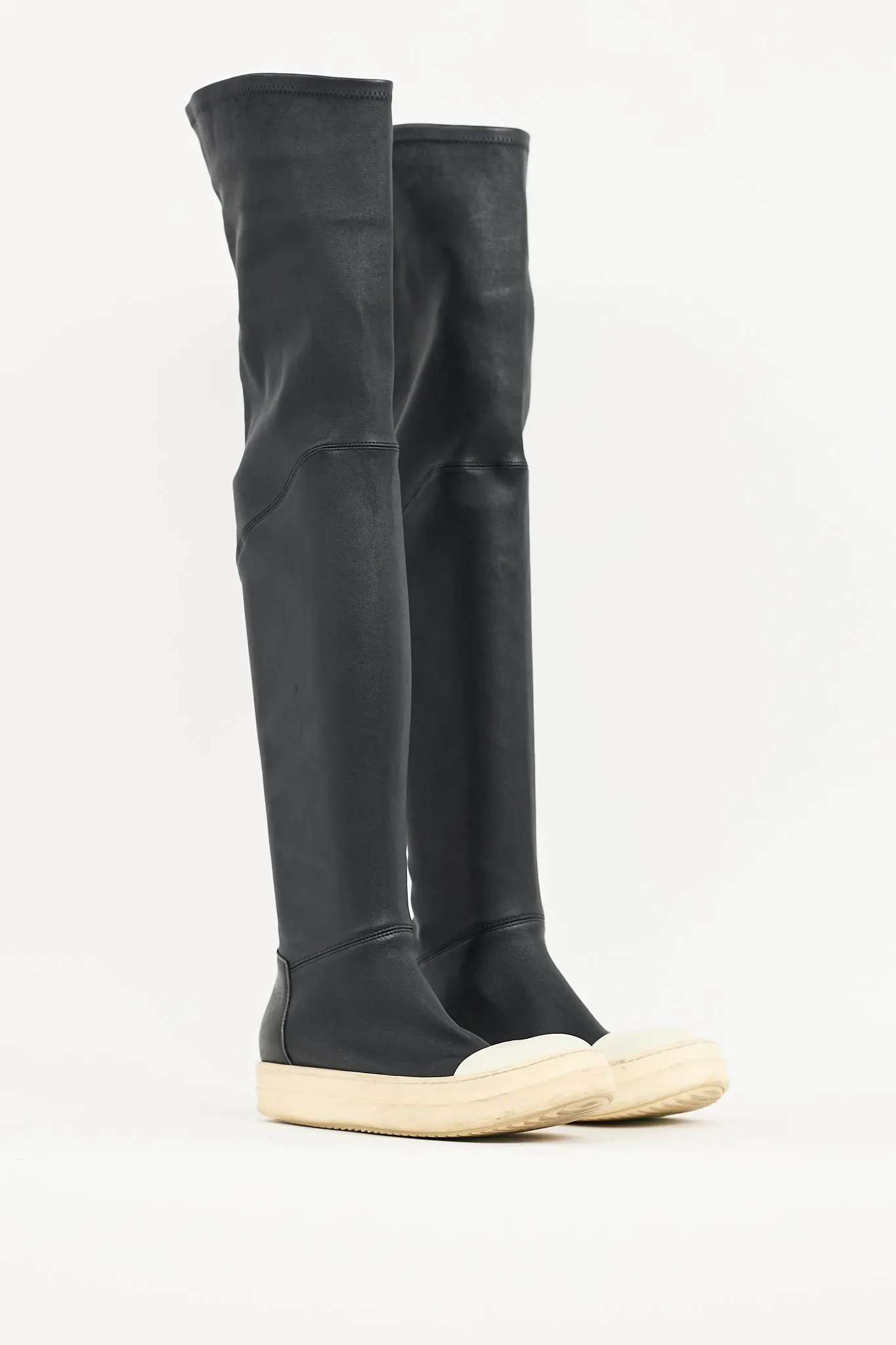 Black Leather Stocking Boot