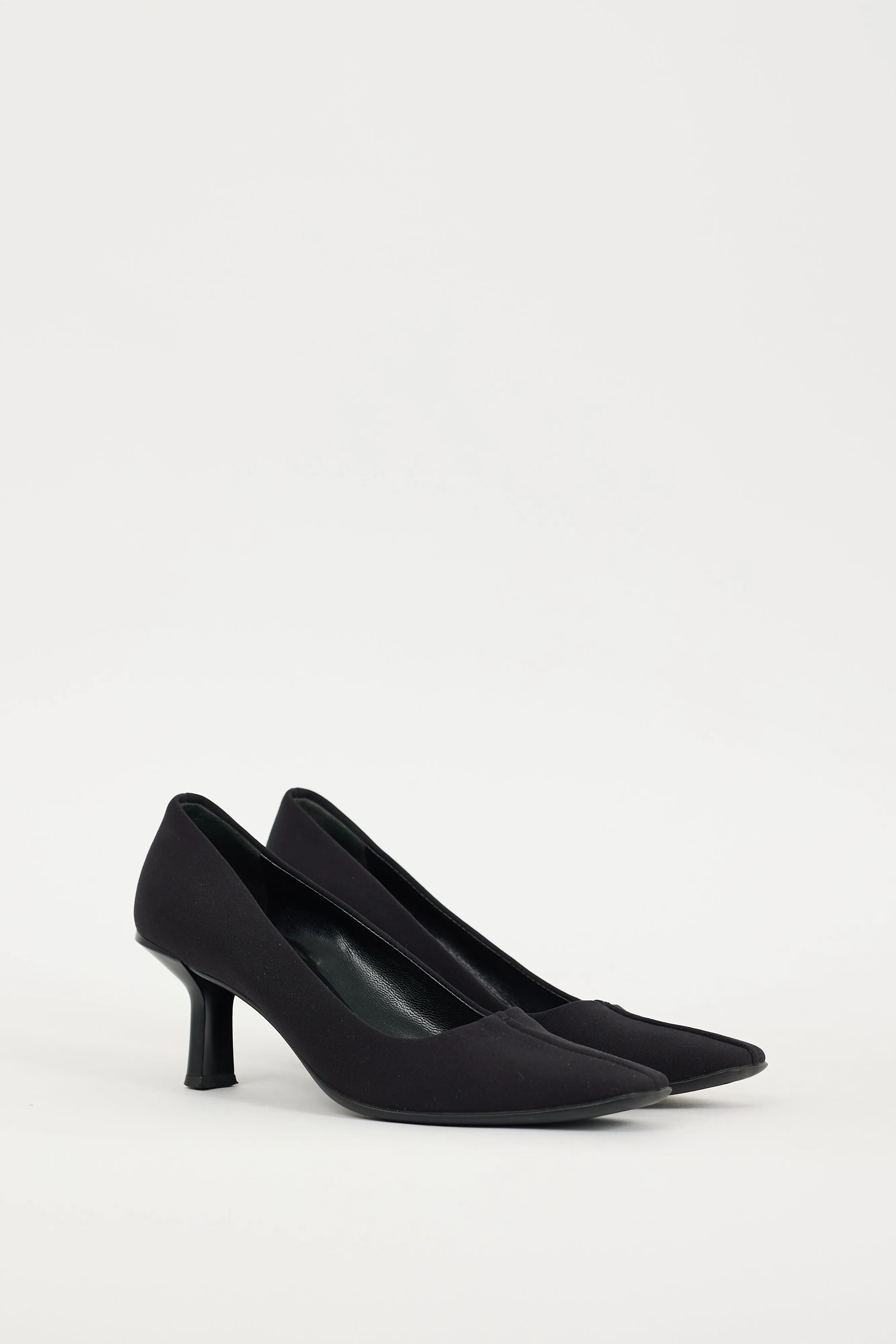 Black Nylon Square Toe Heel