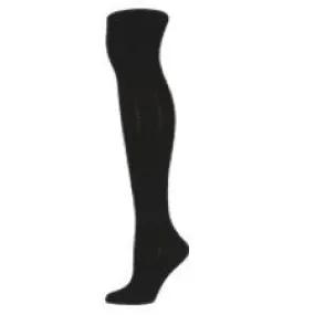 Black Pebble Rib Over The Knee Socks (Women's)