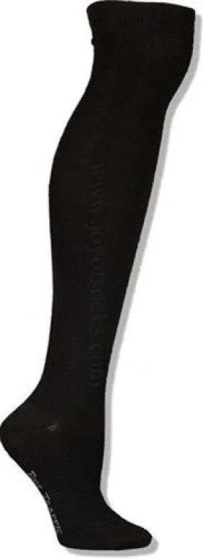 Black Solid Acrylic Over The Knee Socks (Women's)