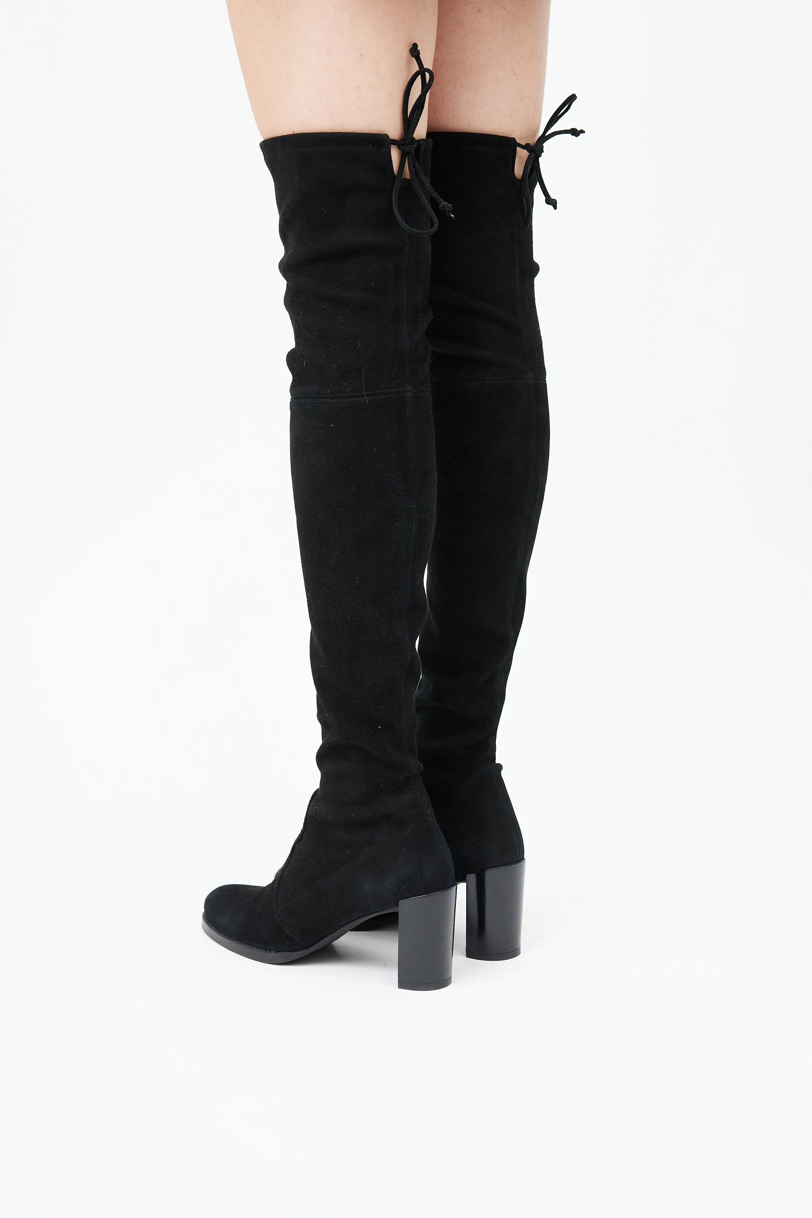 Black Suede Highland Over the Knee Boot