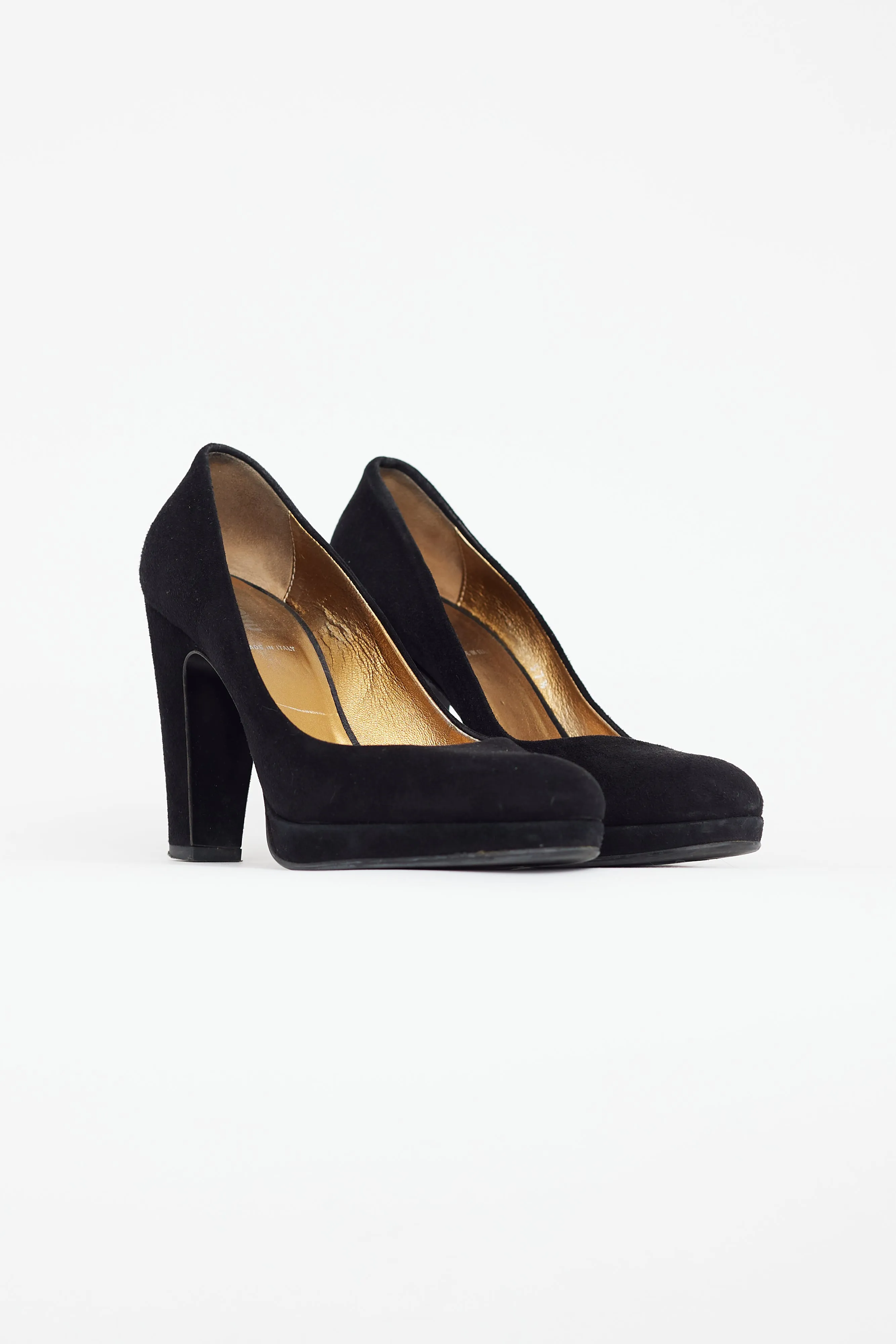 Black Suede Round Toe Heel