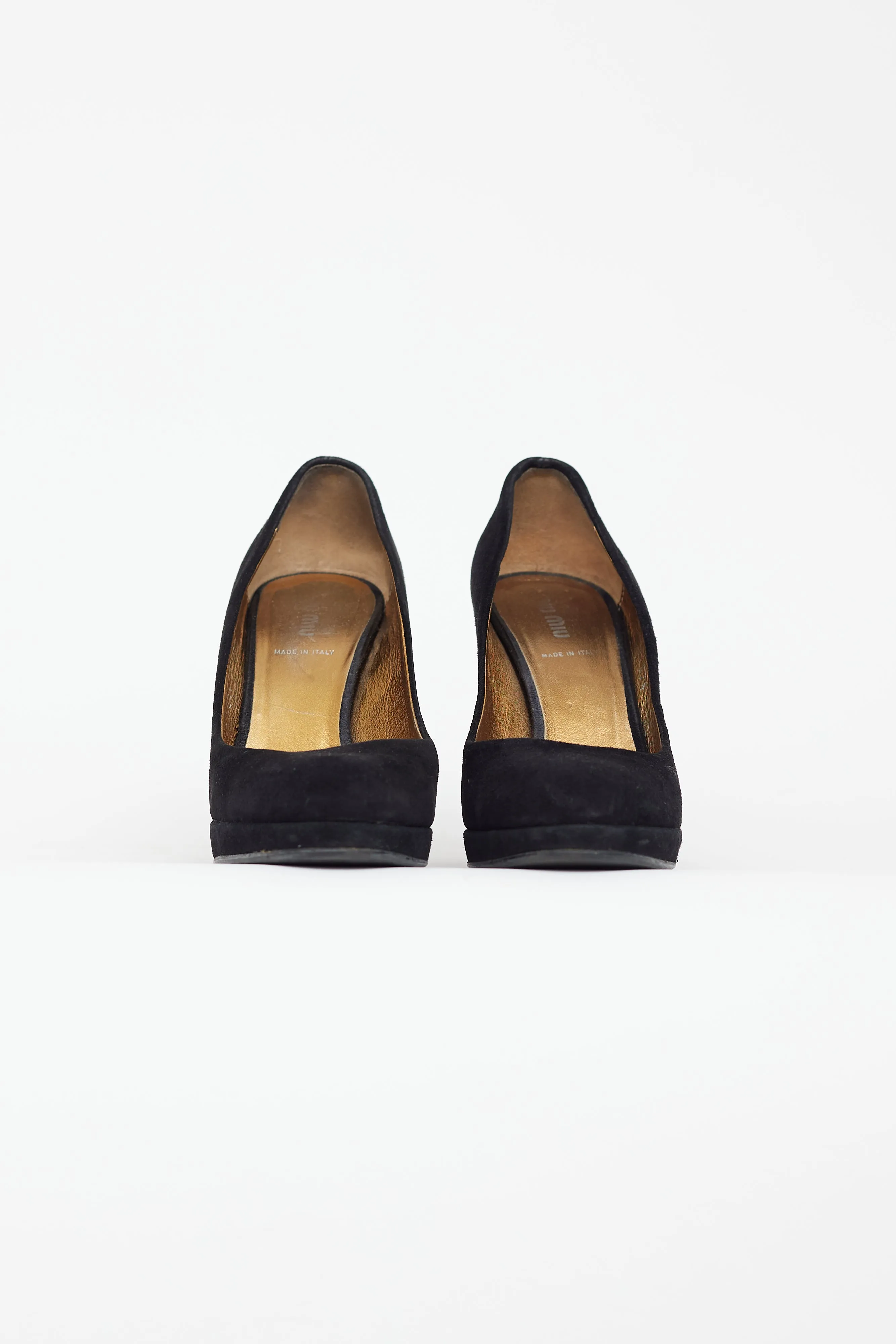Black Suede Round Toe Heel