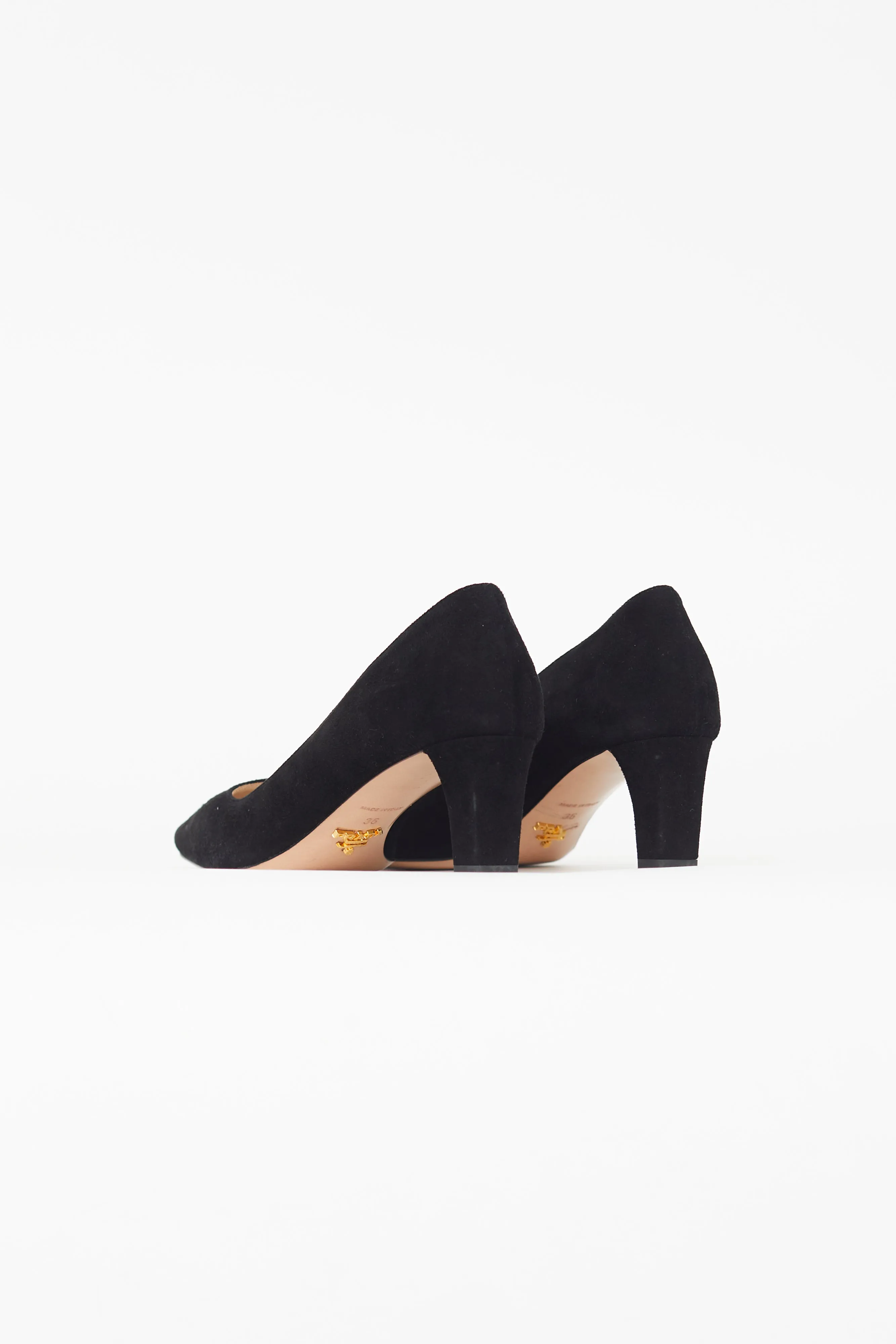 Black Suede Square Toe Pump