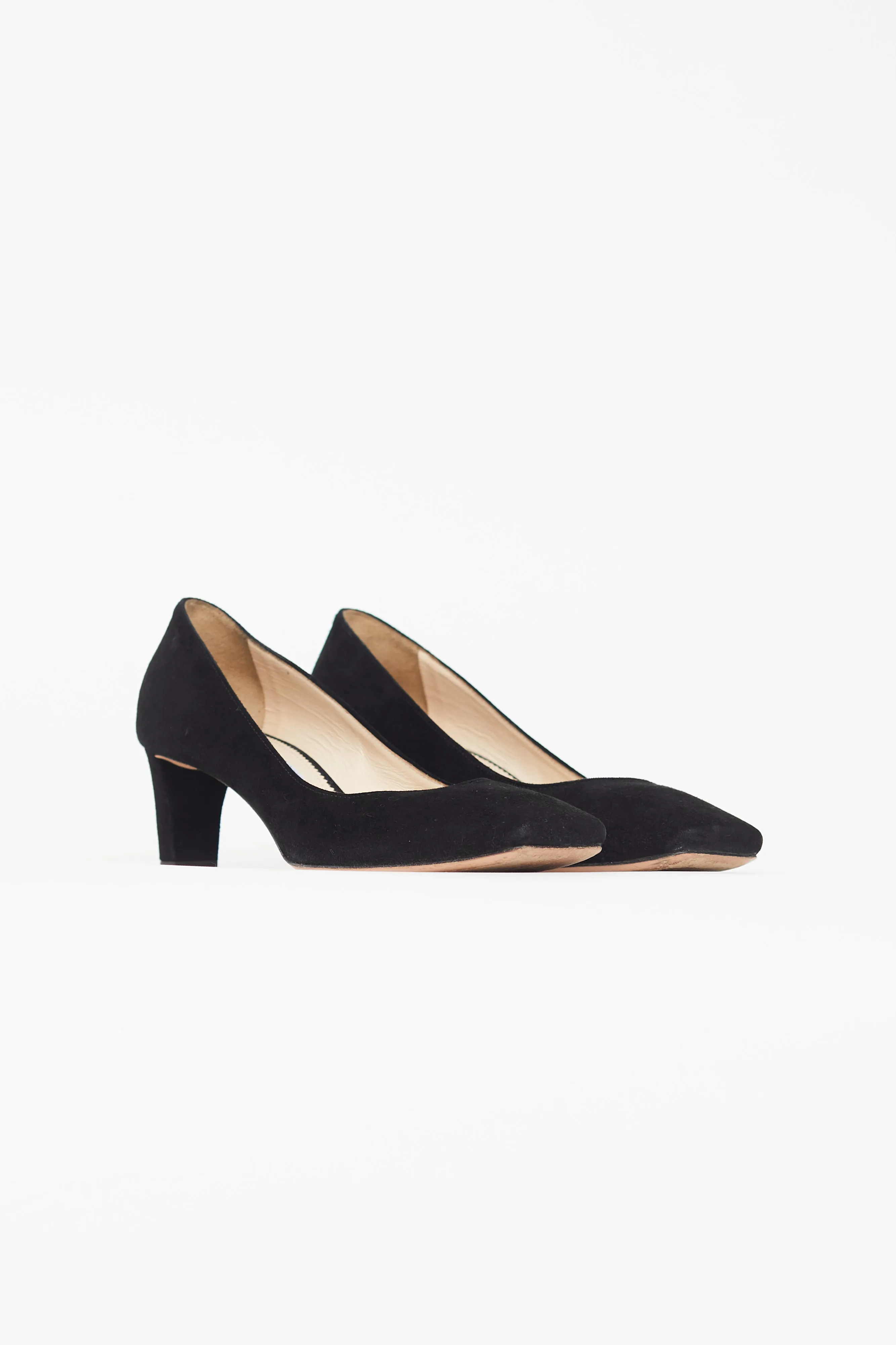 Black Suede Square Toe Pump