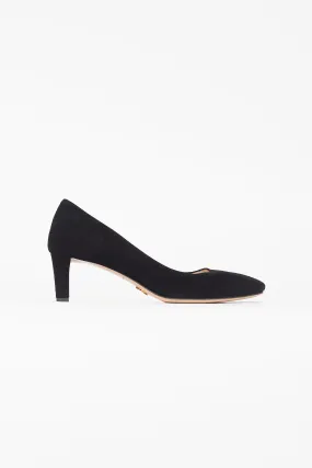 Black Suede Square Toe Pump
