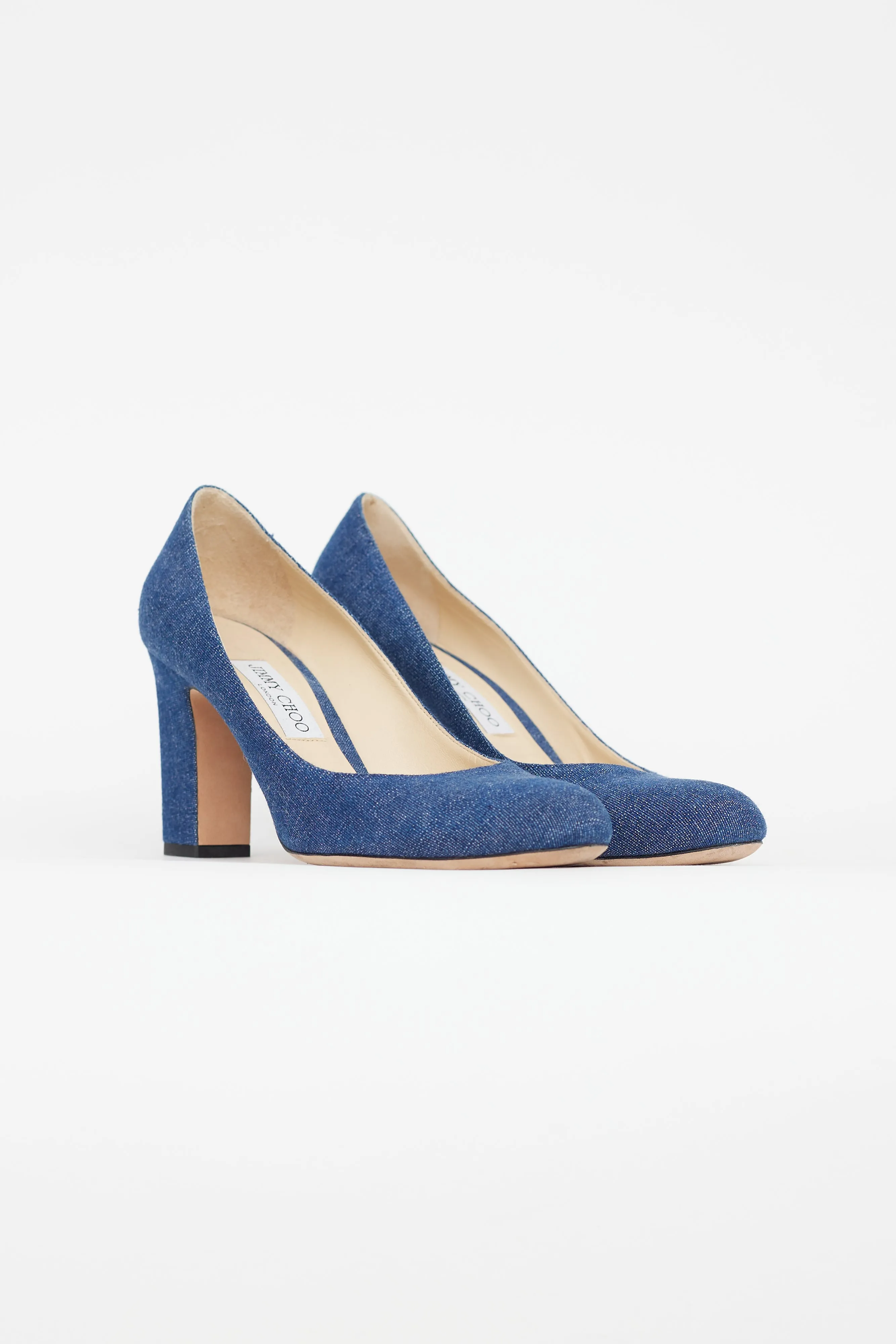 Blue Denim Round Toe Heel