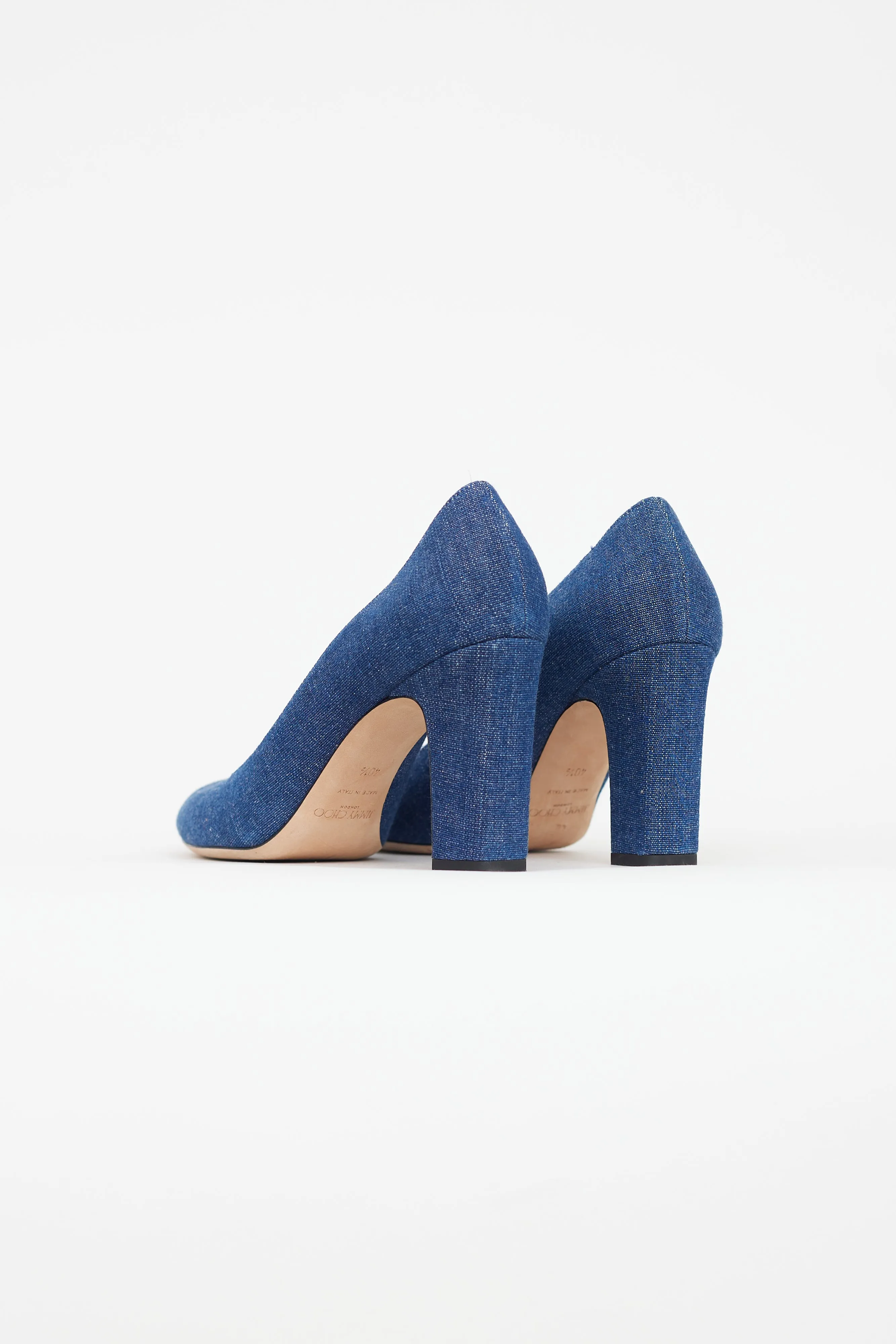 Blue Denim Round Toe Heel