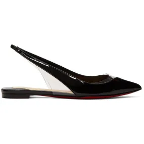 Christian Louboutin Black Patent V Dec Slingback Ballerina Flats