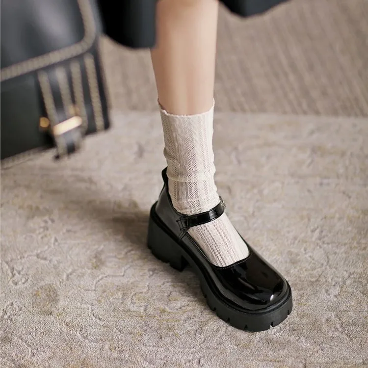 Chunky Round Toe JK Mary Janes Shoes