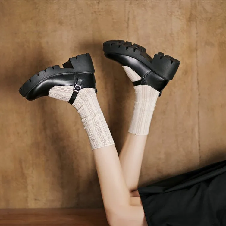 Chunky Round Toe JK Mary Janes Shoes