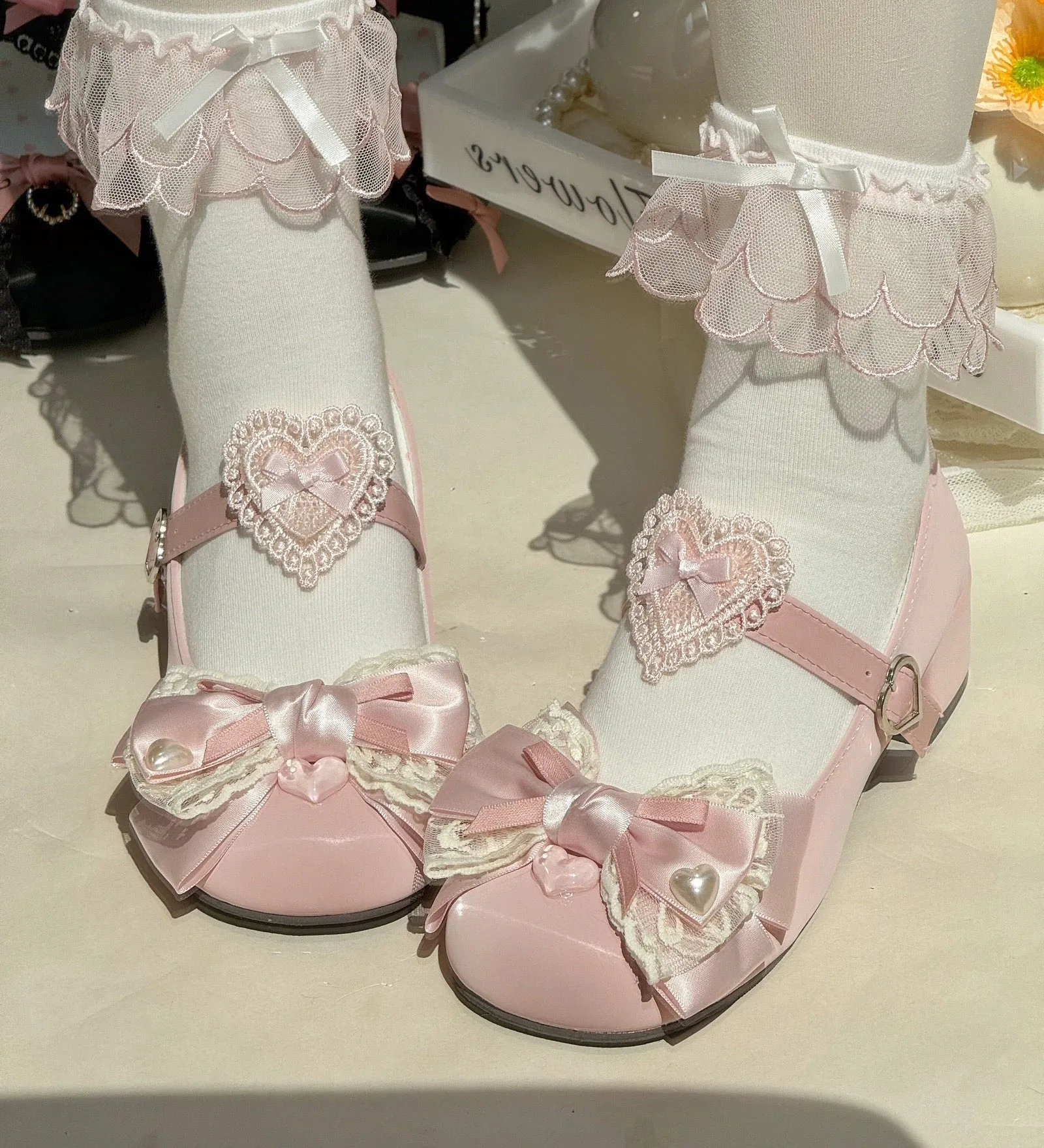 Cream Sweetheart Round Toe Maryjanes