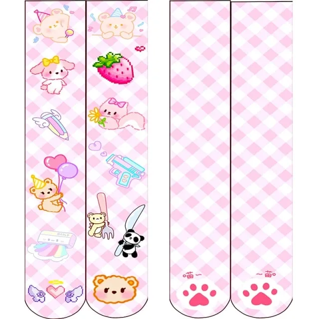 Cute Cat Paw Print Long Tube Stockings