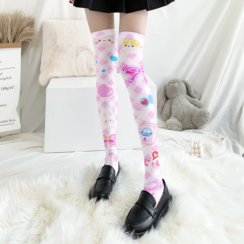 Cute Cat Paw Print Long Tube Stockings