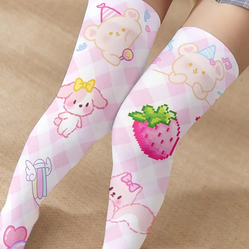 Cute Cat Paw Print Long Tube Stockings