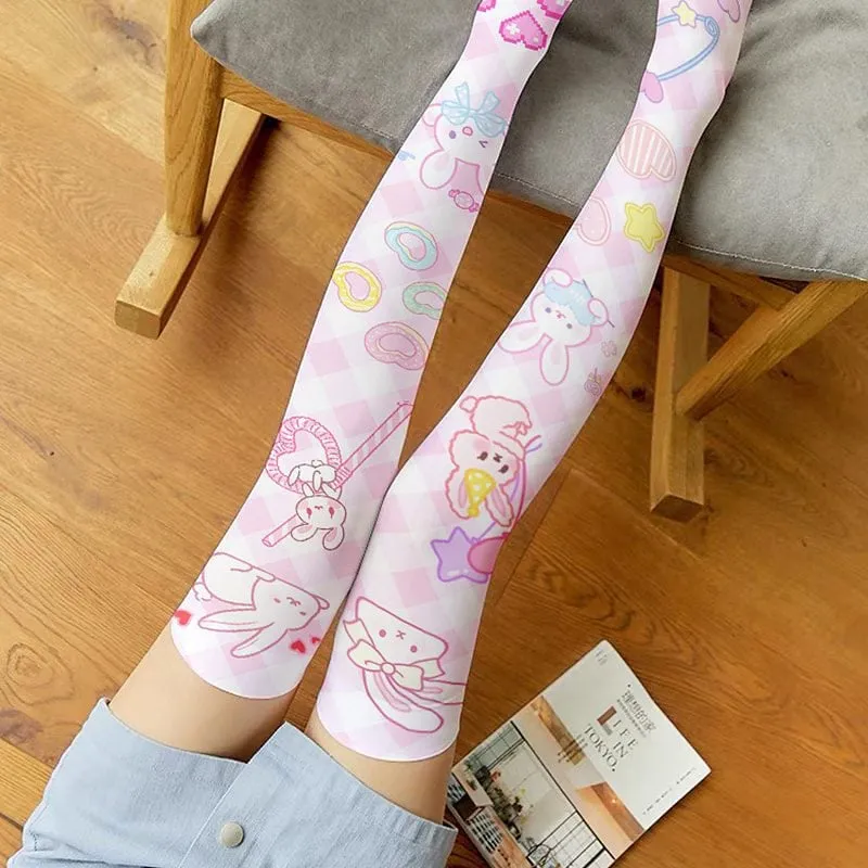 Cute Cat Paw Print Long Tube Stockings