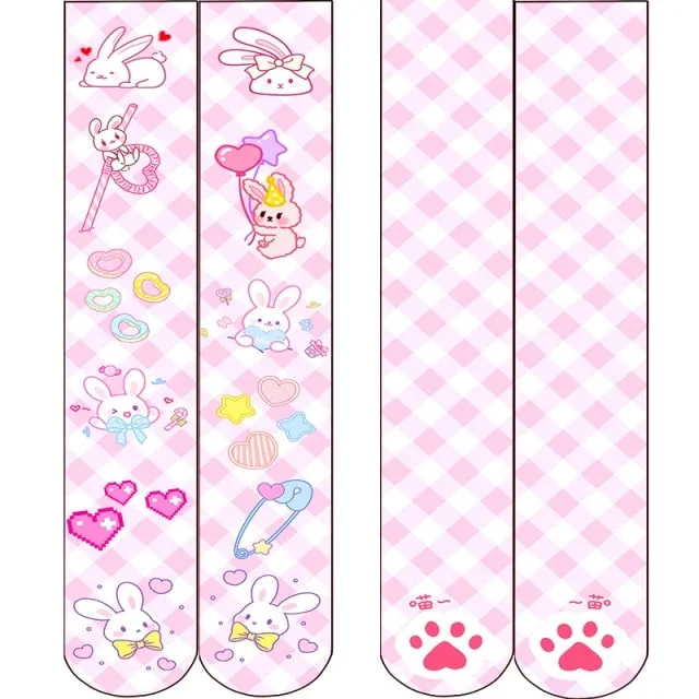 Cute Cat Paw Print Long Tube Stockings