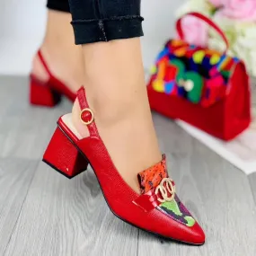Elegant Red Faux Leather Pumps