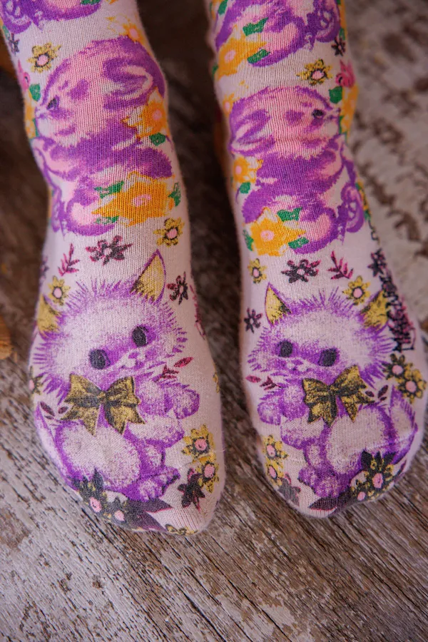 FLORAL TEDDY OTK SOCKS - SOCKS 142 SNOWBALL